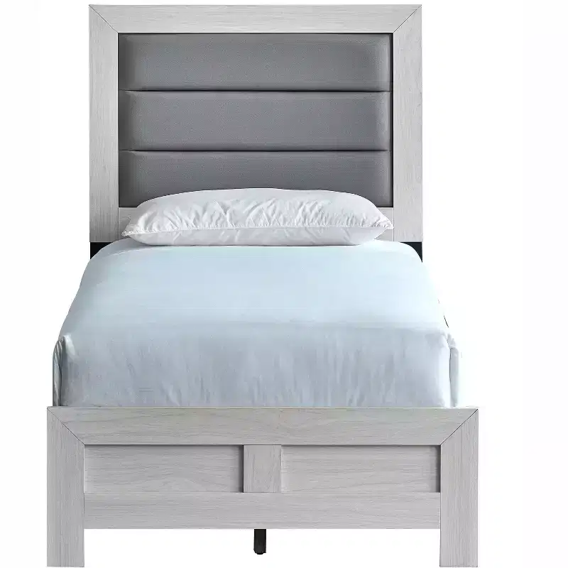 Passion Furniture Plano Beige Wood Frame Twin Panel Bed