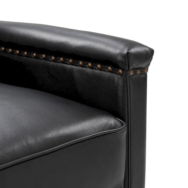 Rita Classic Genuine Leather Swivel Armchair With Nailhead Trims By HULALA HOME