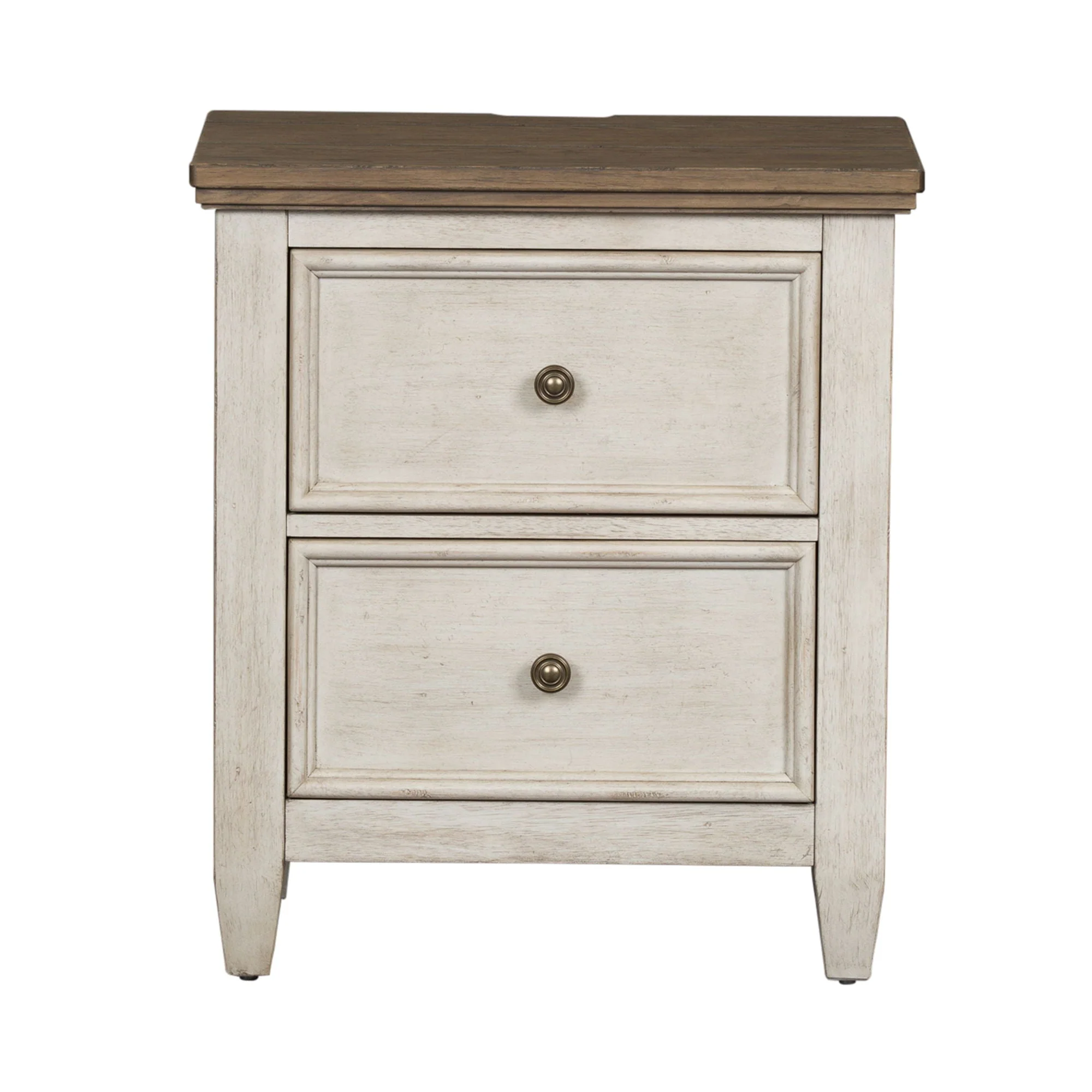 2 Drawer Nightstand With Charging Station - Antique White / Tobacco Tops — Looks that easily work in today's homes