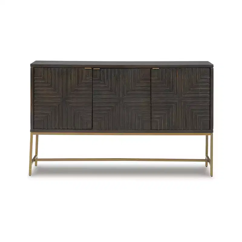 Contemporary Accent Cabinet Brown/Gold Finish