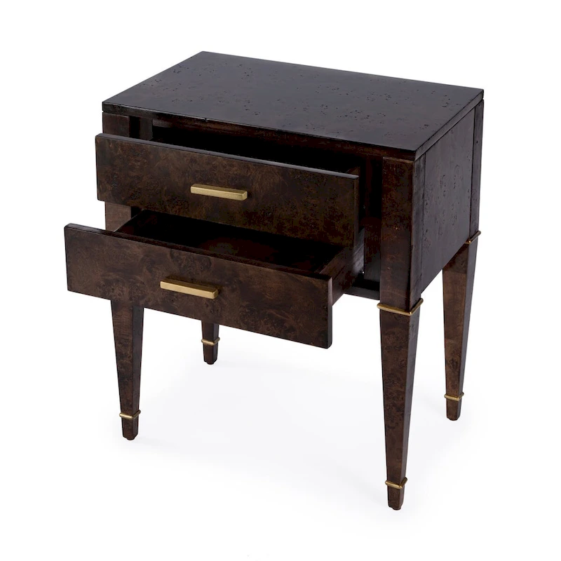 Kai 2 Drawer Burl Wood End Table