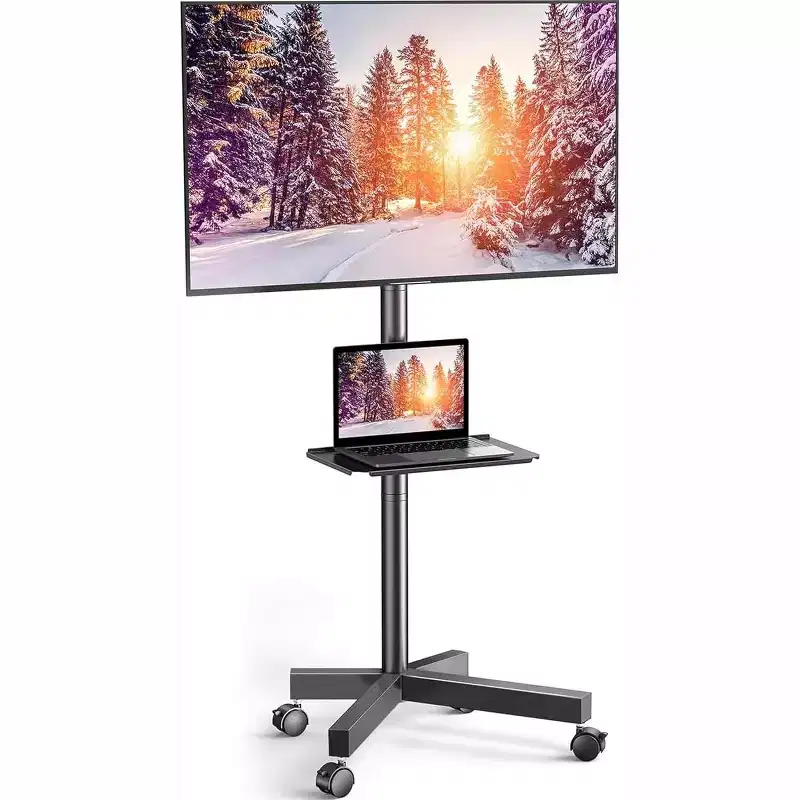 Mobile TV Cart with Wheels for 23-60 LCD/LED/OLED TVs, Height Adjustable Shelf, Holds Up to 99 lbs, Max VESA 400x400mm