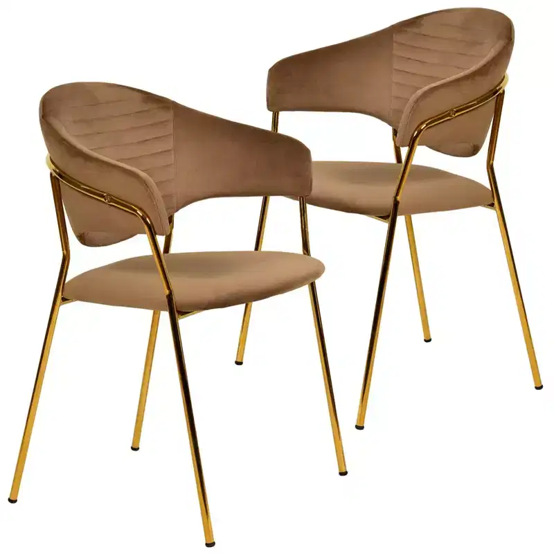 Upholstered Dining Chair Set of 2 Velvet Camelback Stainless Steel Legs 330 lbs