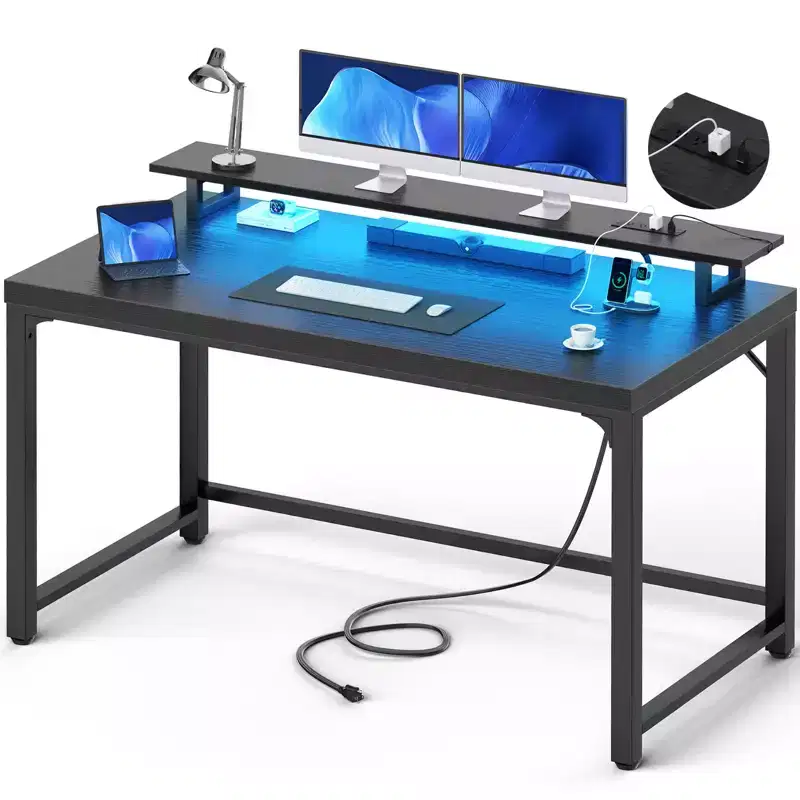 Besiost Computer Desk with Charging Station