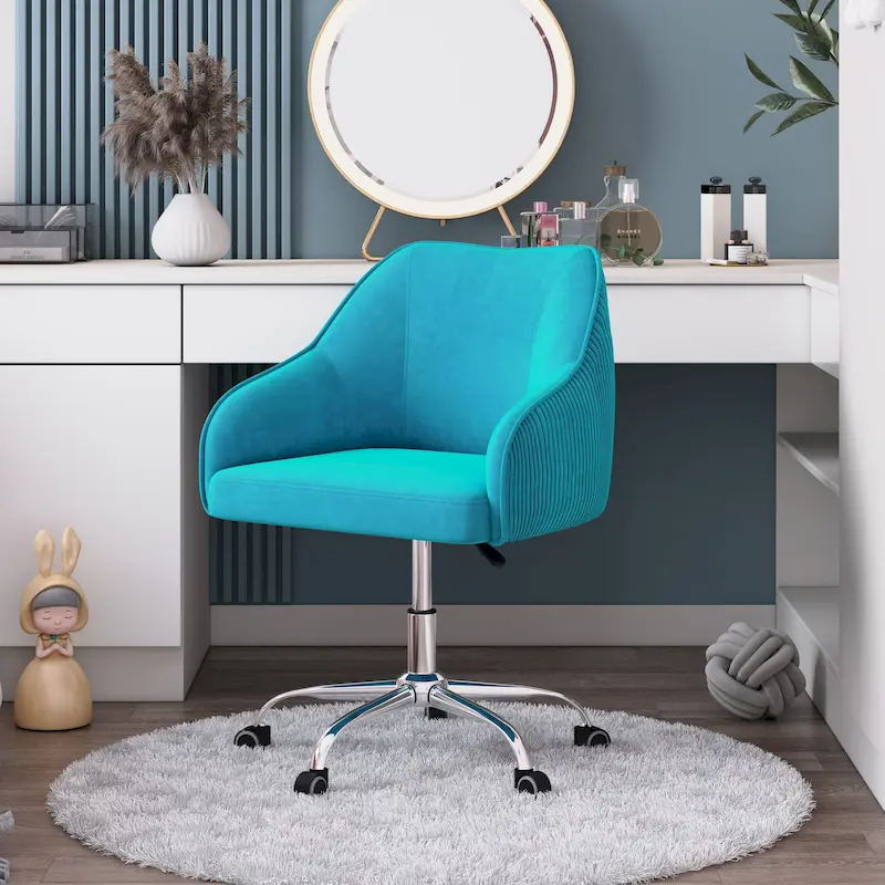 Velvet Upholstered Adjustable Ergonomic Office Chair