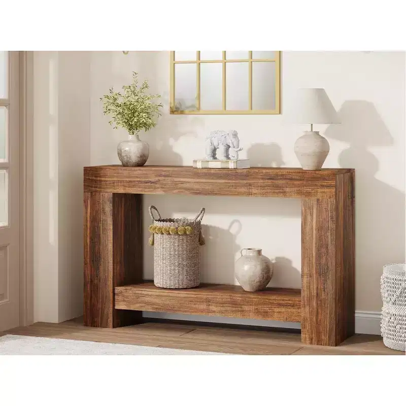 Console table, double-layer console table with storage space, used for living room