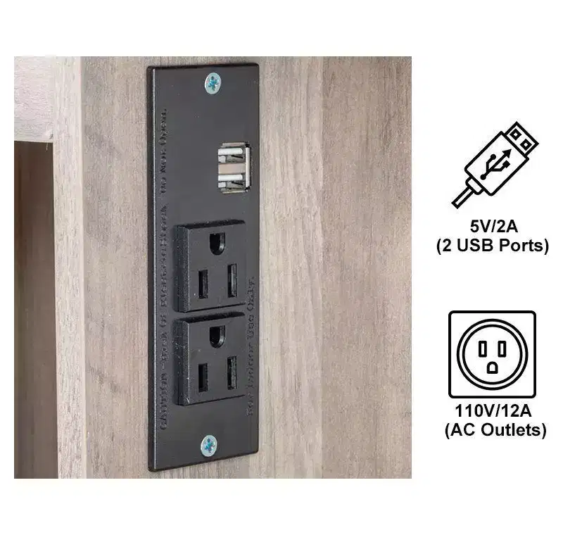 Gray Particle Board Triamine Veneer 5 Drawers 2 Shelves Mirror Cabinet Tri-color Dimmer Bulb Arrangement Dressing Table Set