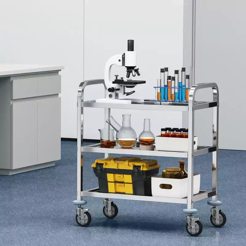 3-Tier Stainless Steel Utility Cart 400 lbs Capacity with Lockable Swivel Wheels