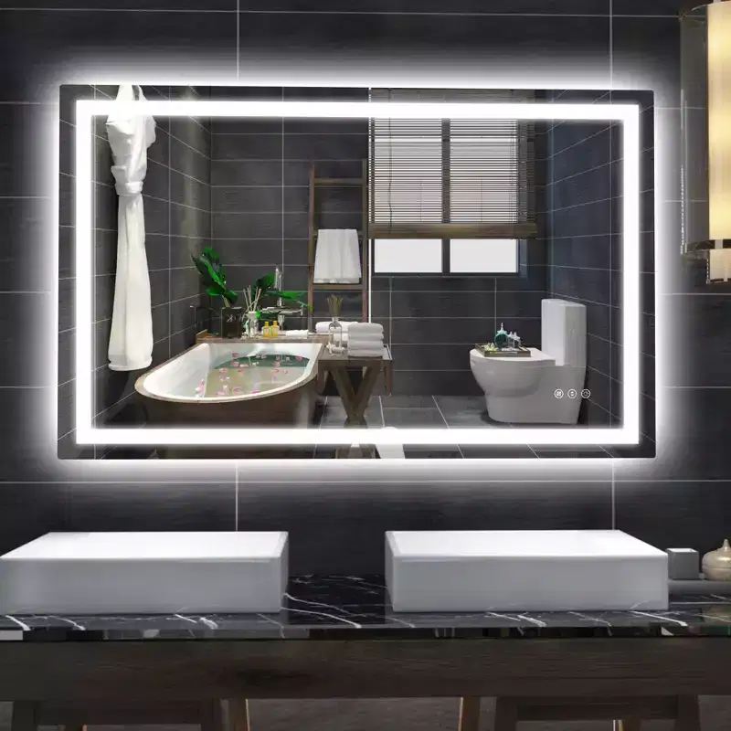 SUMERAIN 48x30 Wall Bathroom Mirror with 3 Color, Anti-Fog ETL Smart LED Vanity Mirror with Light