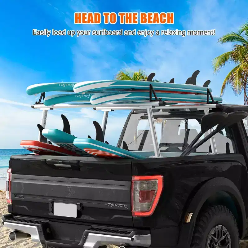 Black Steel & Aluminum Truck Bed Rack, 800 lb Capacity, 1-Person Install, Universal Fit