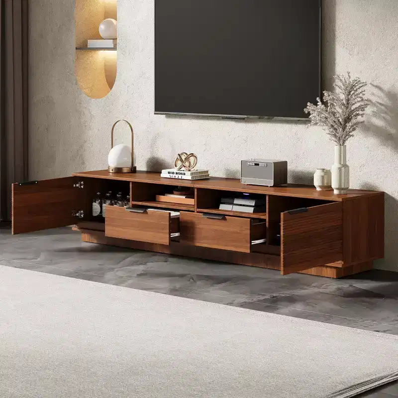 TV Stand 78 for TVs up to 85, Modern Entertainment Center with Deep Drawer & Soft-Closing Door, Wood Media Console with Cable Management