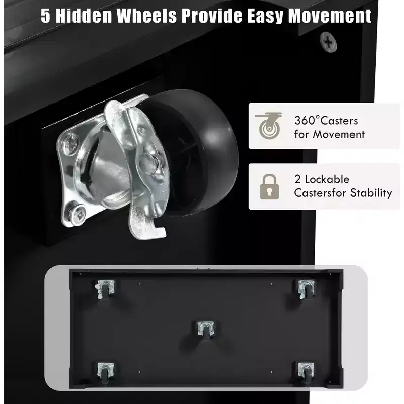 Whisen Classic Style Kitchen Islands on 5 Wheels with 3 Drawer and 3 Open Side Racks
