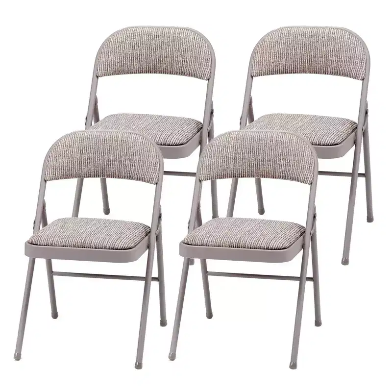 MECO Sudden Comfort Deluxe Portable Metal Fabric Padded Folding Chair for Home, Outdoor, and Office Use with Contoured Backrest, Gray (12 Pack)