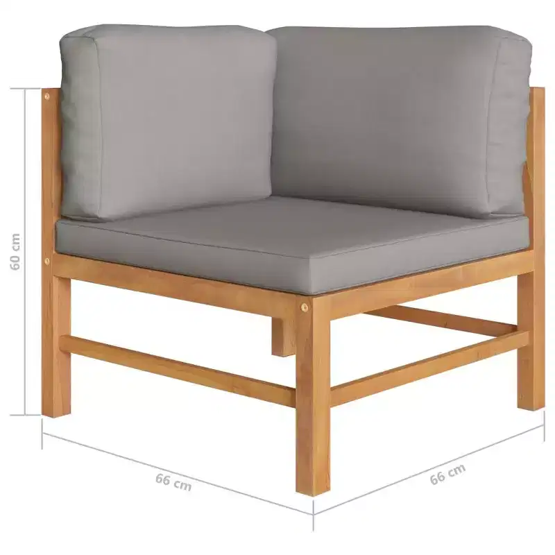 vidaXL Garden Bench Dark grey cushions and natural teak wood Teak hardwood