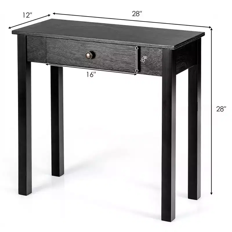 Console Table with Drawer Entryway Hallway Accent Wooden Table Black