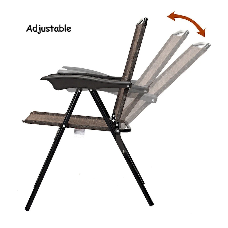 Gymax 4PCS Adjustable Folding Fabric Chair Powder Coated Steel Tube - 21 x 27 x 35.5