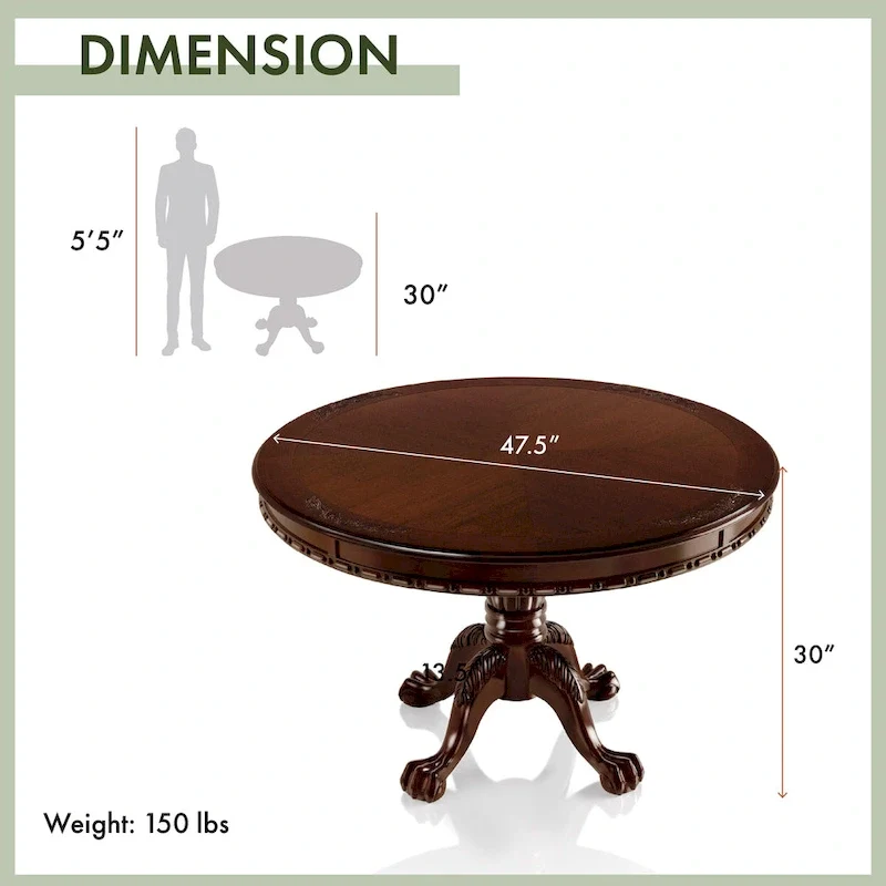 Formal Brown Cherry 48-inch Dining Table