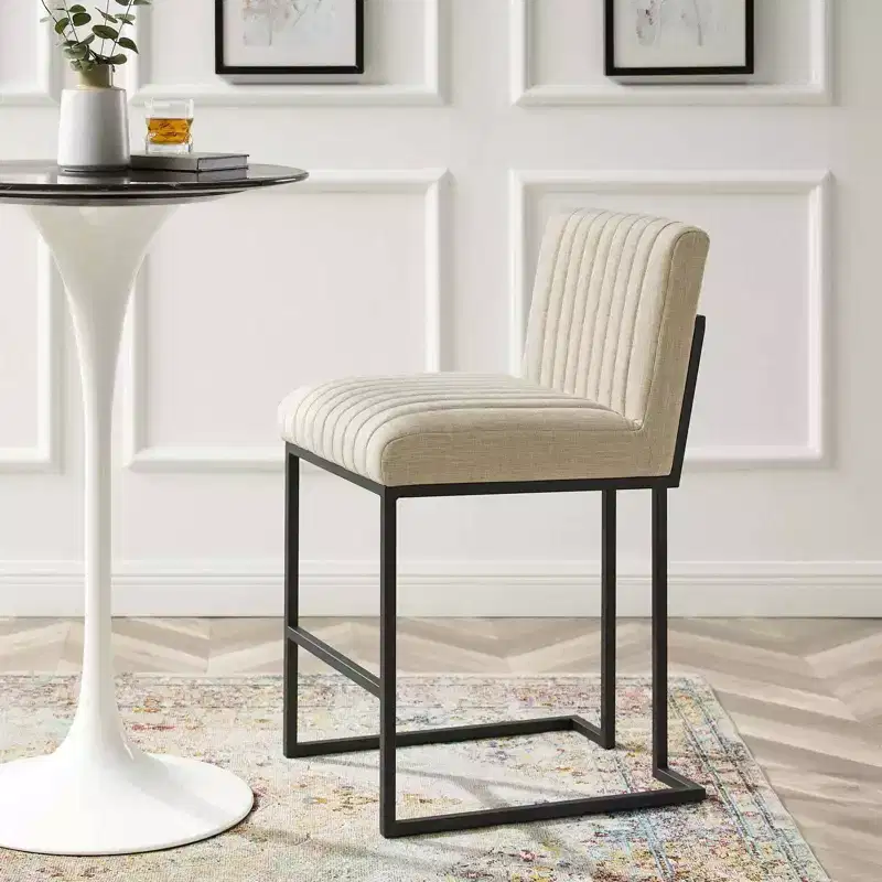 Indulge Channel Tufted Fabric Counter Height Barstool