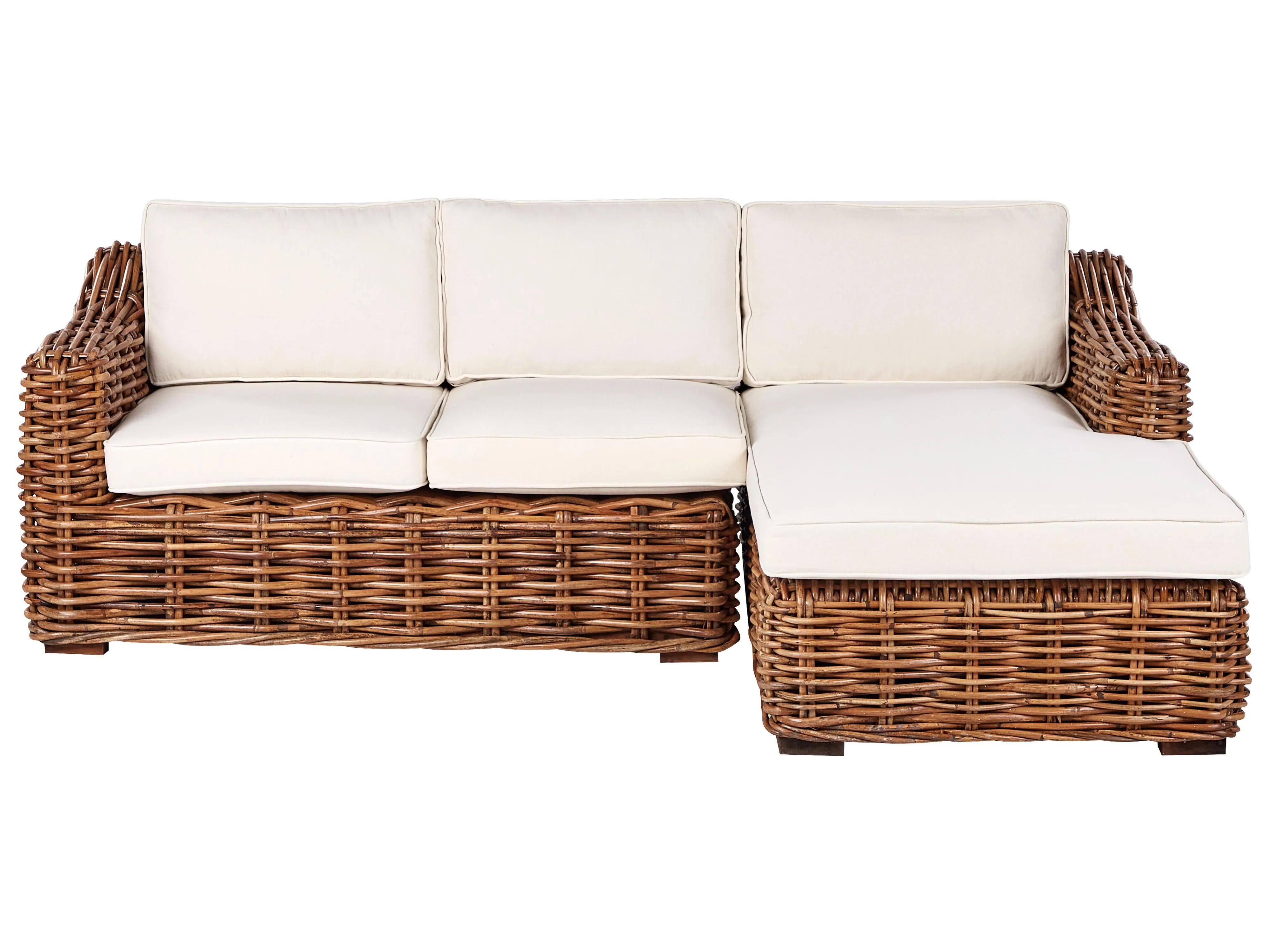 Divano angolare da giardino 3 posti Lato Sinistro Rattan Naturale