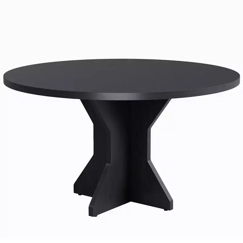 47 Round Dining Table for Small Spaces - Black, Seats 4-6, K-Leg Solid Wood Base