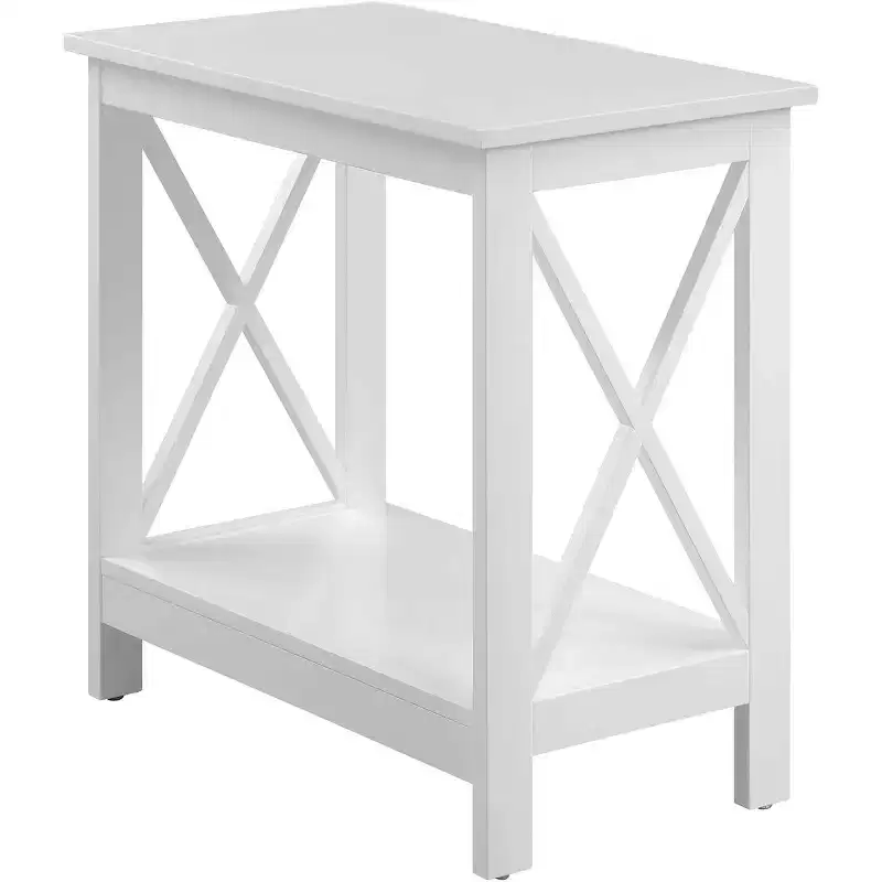 Belmont Chairside End Table with Shelf, Compact Two Tier Storage Side Table, Transitional MDF Design