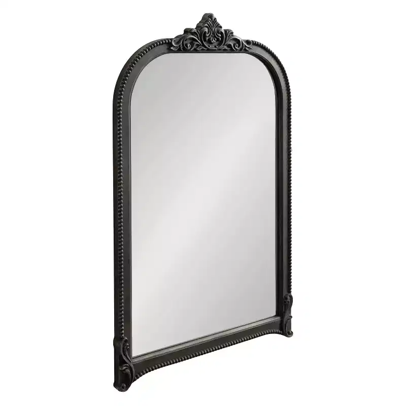 Kate & Laurel All Things Decor 24"x38" Hubanks Arched Wall Mirror Black