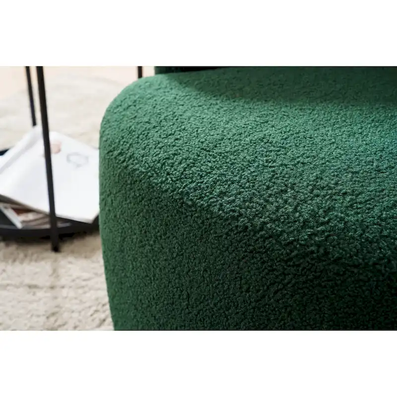 Green Modern 25.6 Swivel Barrel Chair with Metal Ring