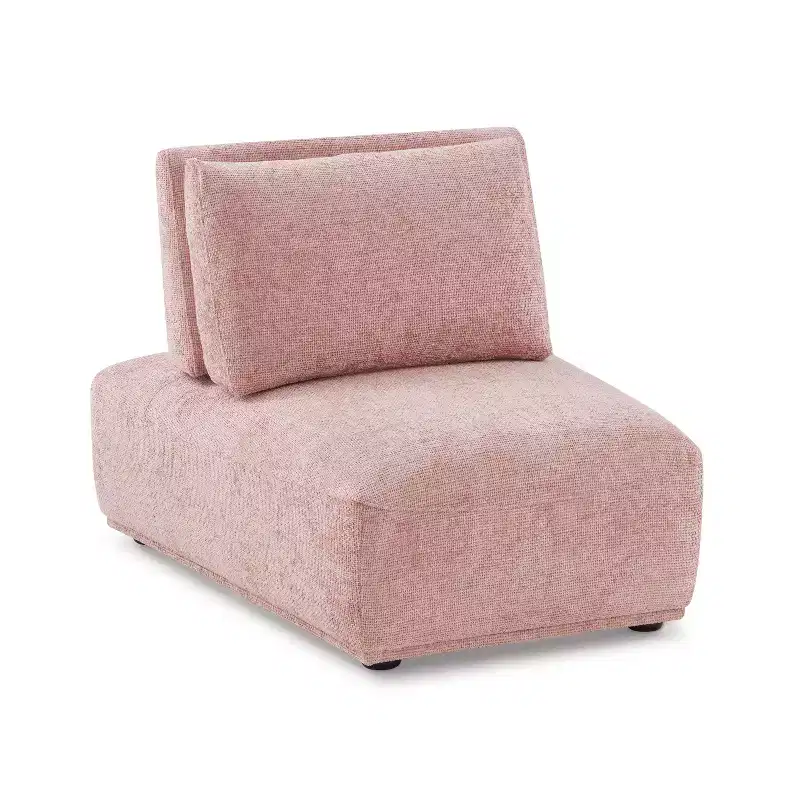HOMES: Inside + Out Povoa Modern Modular Trapezoidal Armless Chair Chenille with Extendable Backrest Pink