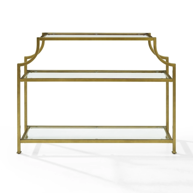 Crosley Aimee Glass/ Gold Finish Steel 3-tier Console Table