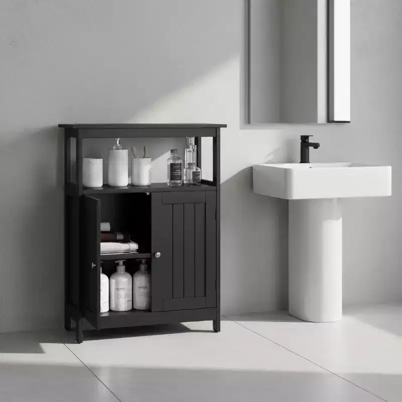Dcolora Bathroom Floor Cabinet with 2 Doors & Adjustable Shelf