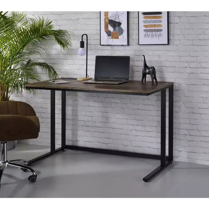 HomeStock 28 in.H Gray Color Metal Computer Desks with Open Storage Shelf