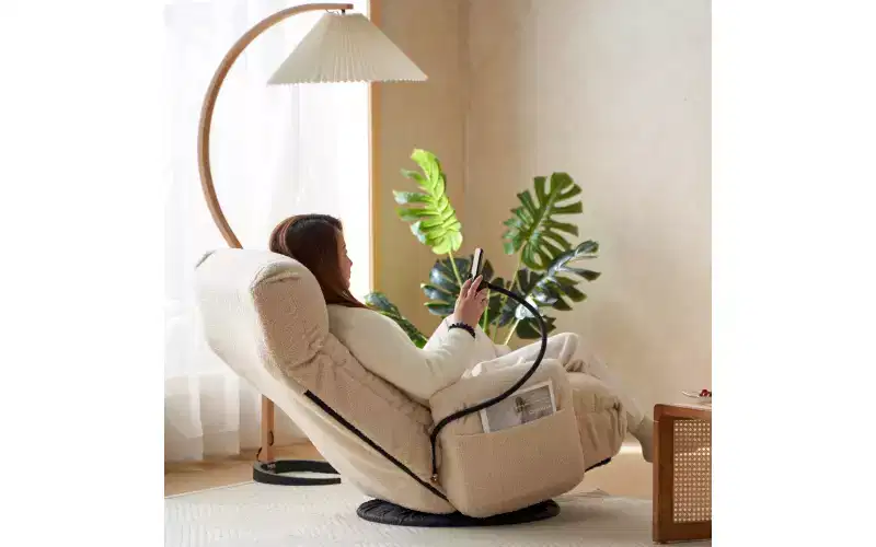 Floor Gaming Chair, Swivel Floor Lounge Chair with Armrests & Phone Holder, 5 Position Adjustable Folding Gaming Lounge Chair