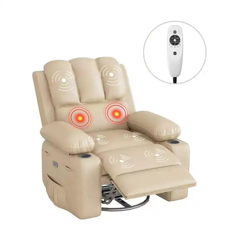 Swivel Recliner Chair with Heat, Massage & Cup Holder
