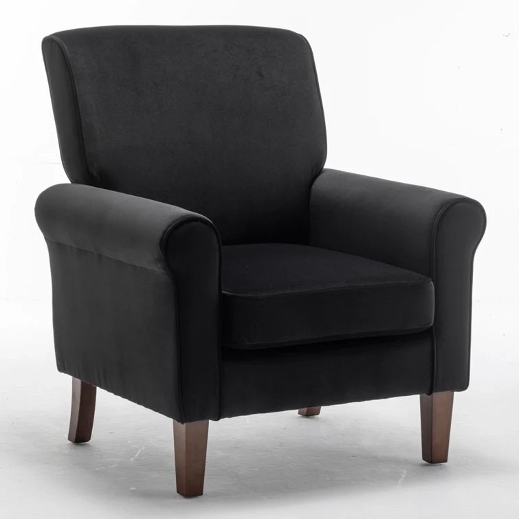 Blue Traditional Accent Armchair – Rolled Arms, Single Seat