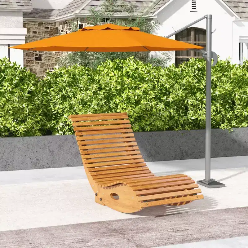 Outdoor Rocking Chair w/ Slatted Seaten Rocking Chair, 51.25 x 23.5 x 23.5