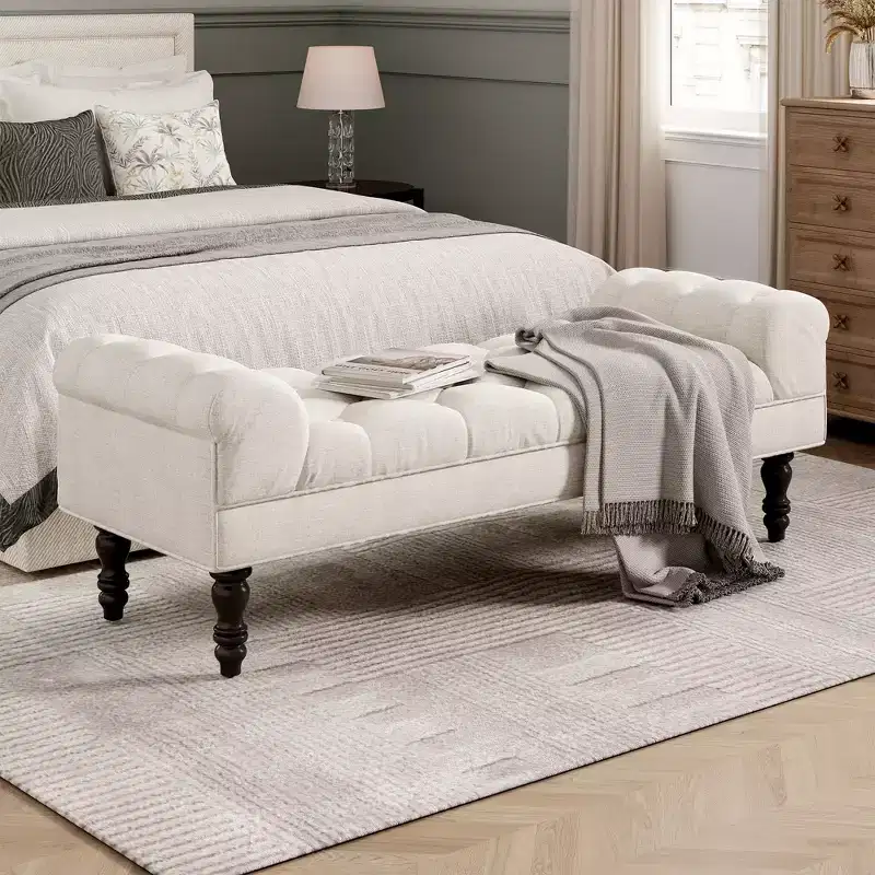 Kate Modern Upholstered Button Tufted Bench