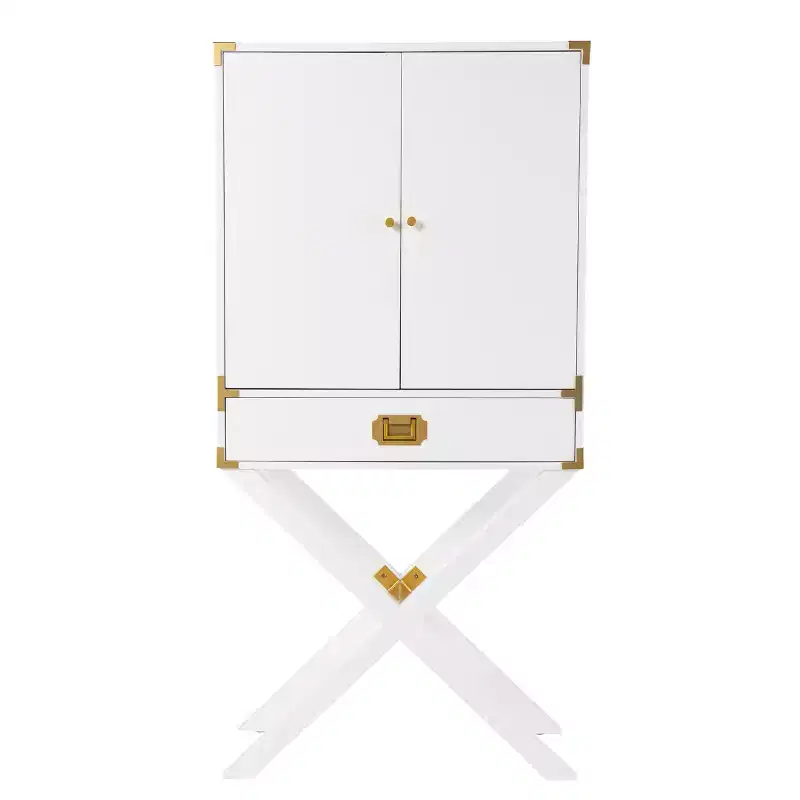 Campaign Tall Bar Cabinet with Storage - White - SEI