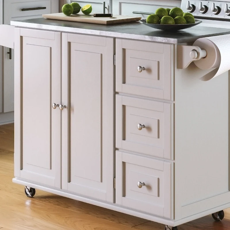 Dolly Madison Kitchen Cart with Stainless Steel Top by Homestyles