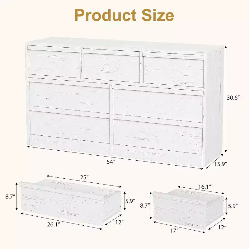 8-Drawer Dresser for Bedroom, Natural Oak Wooden Chest with Large Storage Drawers, Organizer for Living Room, Entryway, Nursery