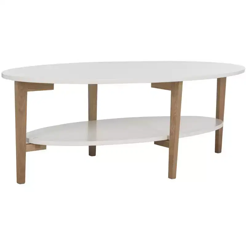 Woodruff Oval Coffee Table - White/Oak