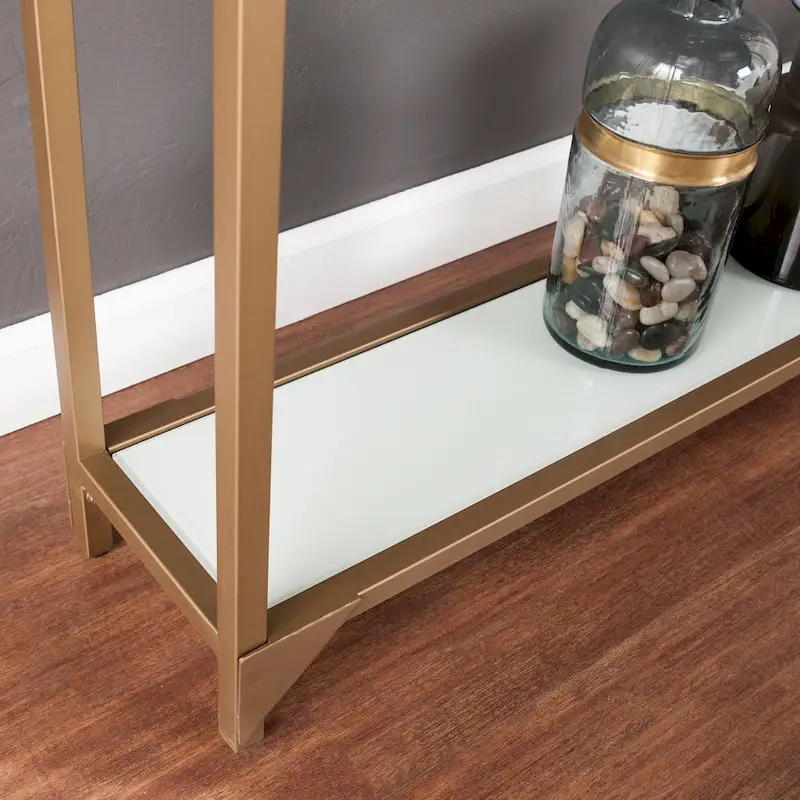 Grant Narrow Console Table with Glass Shelf Display