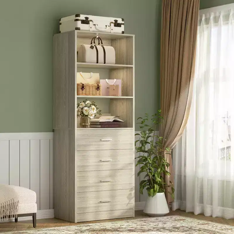 Closet Organizer System with Wood Drawers and Shelves