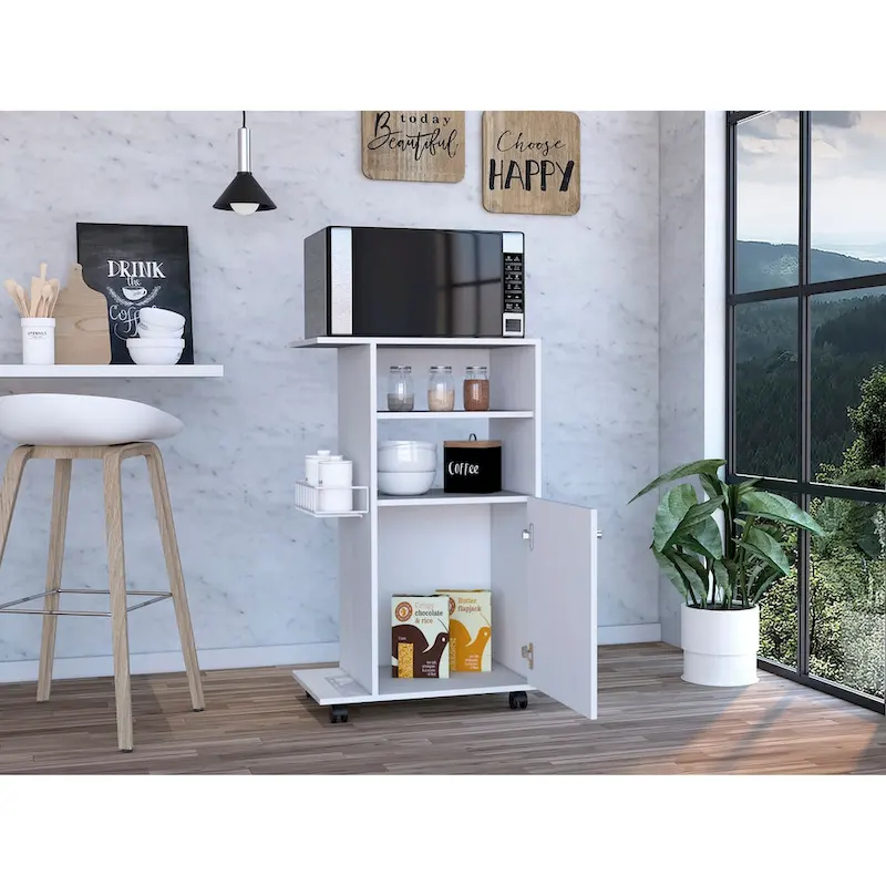 Napenthe 1-Shelf Kitchen Cart with Caster White