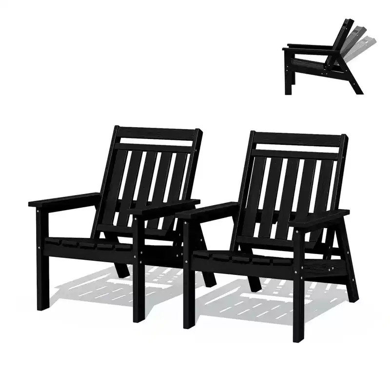 Hyleory HDPE Patio Adjustable Adirondack Chair, All Weather Outdoor Chair(2-Pack)