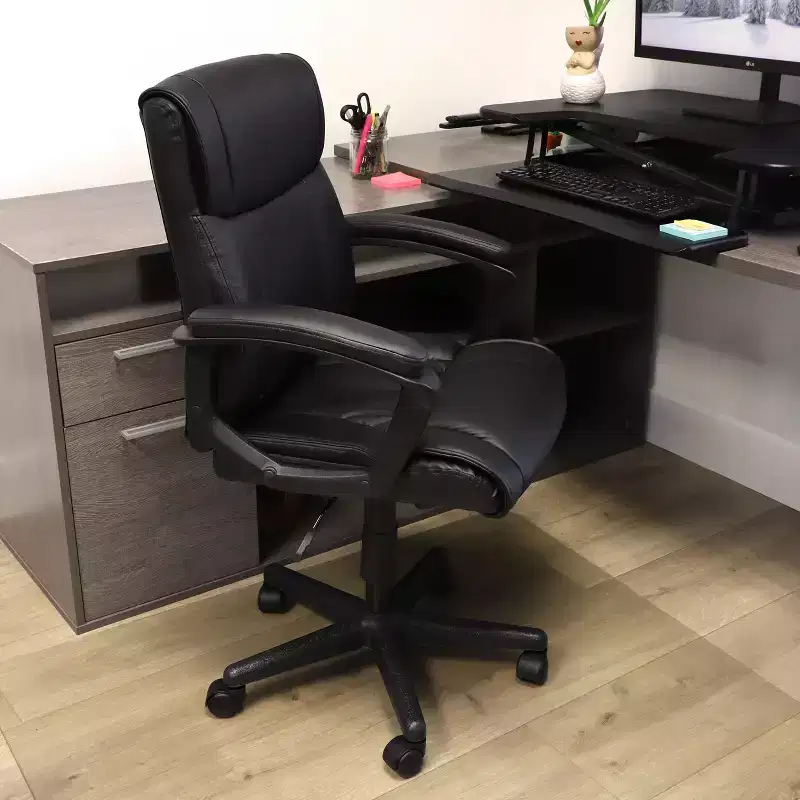 Mid Back Adjustable Faux Leather Office Chair, Black