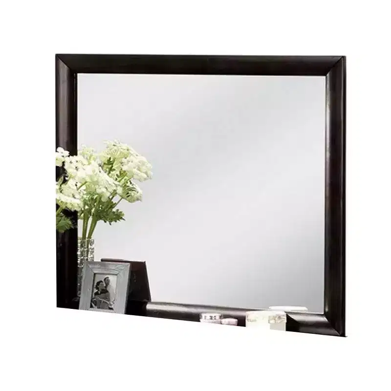 Dresser Vanity Mirror, 40 Inch Modern Black Solid Wood Frame
