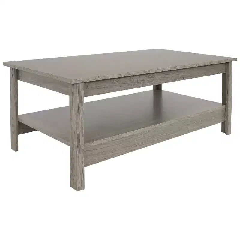 Sunnydaze MDF Indoor Coffee Table with Lower Shelf - 16 H - Thunder Gray