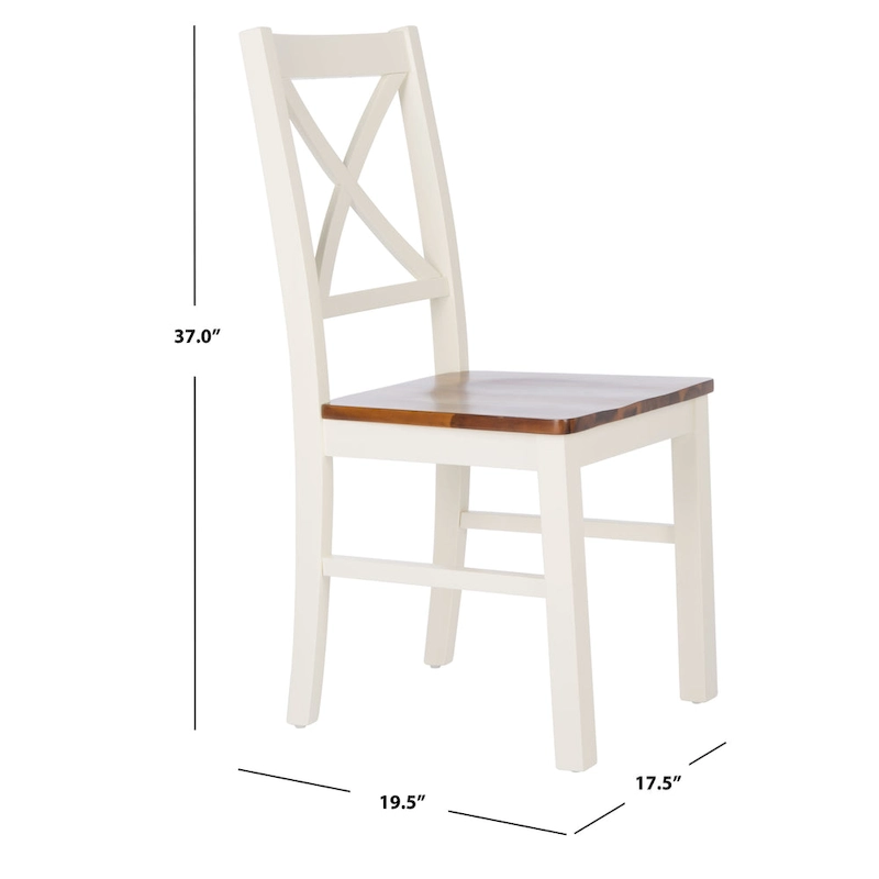 SAFAVIEH Concetta White/Natural Dining Chair - 17.5 W x 19.5 L x 37 H - 18W x 20D x 37H