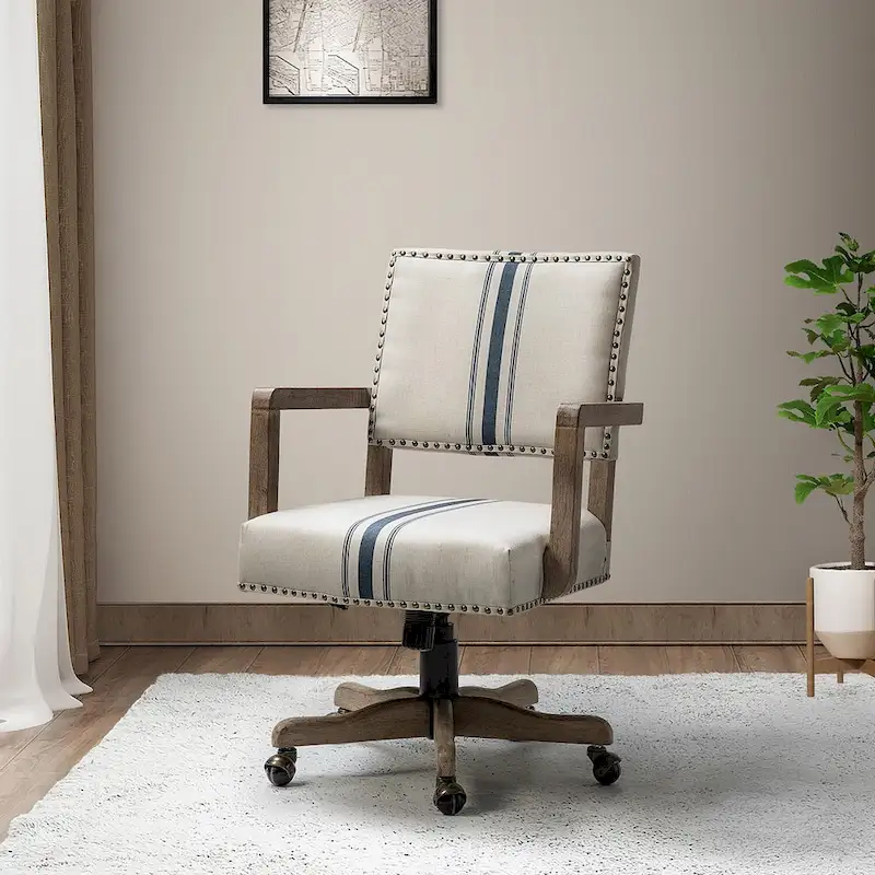 Modern Mid-Back Swivel Height Adjustable Task Chair with Nailhead Trim