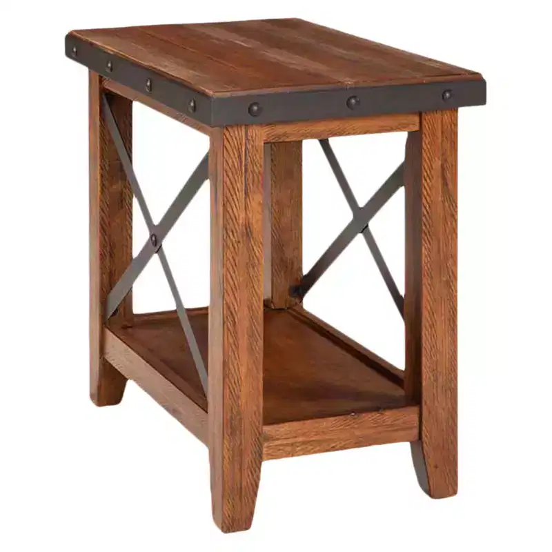 Taos Chairside Table Brown - Intercon: Fixed Shelf, Hardwood Frame, 24x26x16 Size